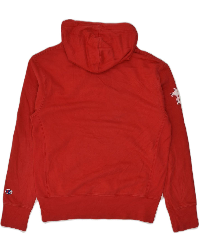 CHAMPION Mens Graphic Hoodie Jumper Small Red Cotton | Vintage Champion | Thrift | Second-Hand Champion | Used Clothing | Messina Hembry 