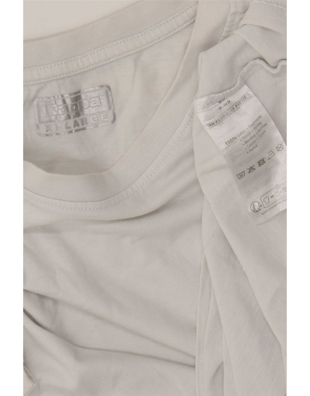 Kappa Mens T-Shirt Top 2XL White Cotton
