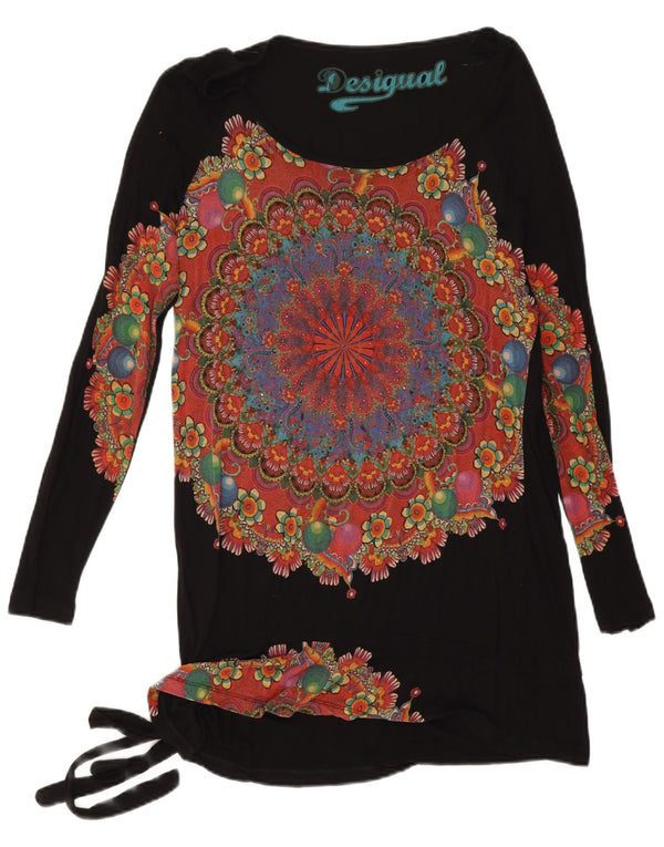 Desigual Womens Long Sleeve Sheath Dress UK 18 XL Black Floral