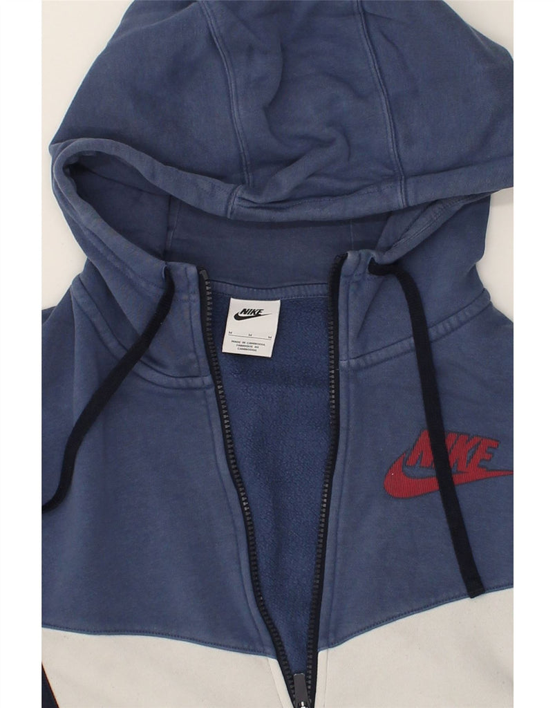 NIKE Mens Zip Hoodie Sweater Medium Blue Colourblock Cotton | Vintage Nike | Thrift | Second-Hand Nike | Used Clothing | Messina Hembry 