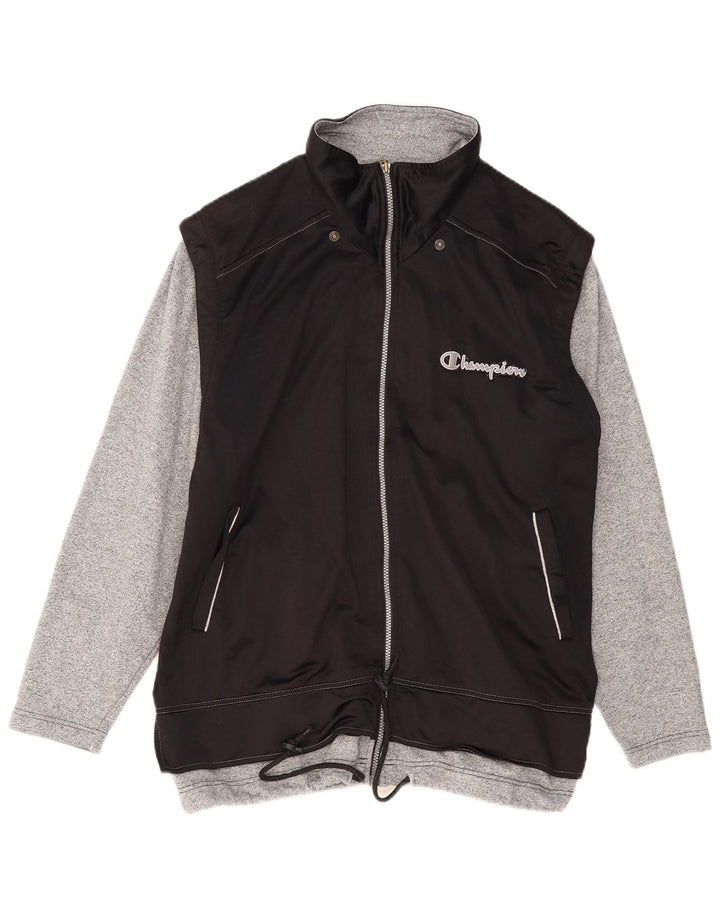 Champion Mens Graphic Tracksuit Top Jacket Large Black Polyester