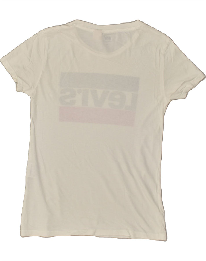 LEVI'S Womens Graphic T-Shirt Top UK 2 2XS White Vintage Levi's and Second-Hand Levi's from Messina Hembry 