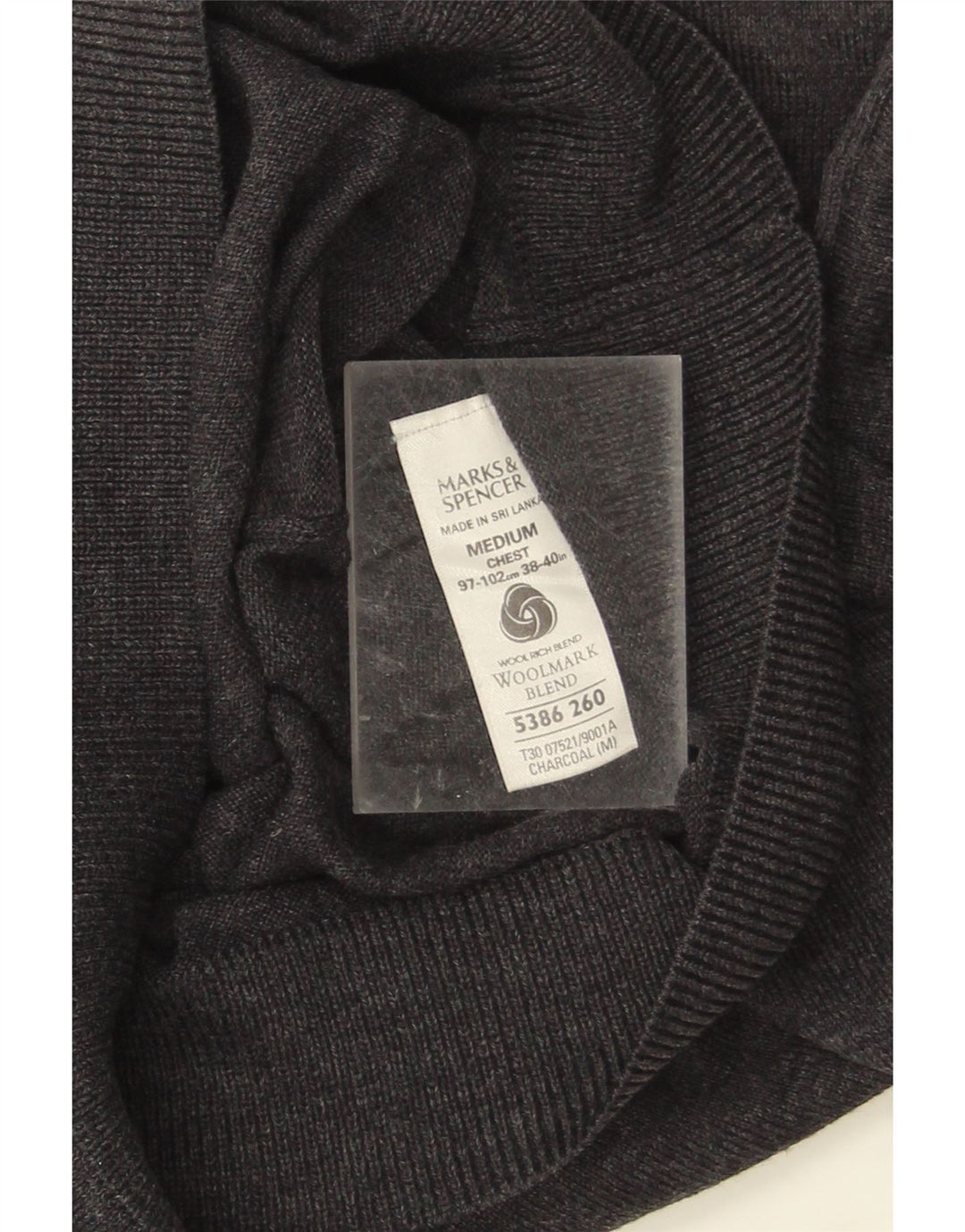 Marks & Spencer Mens V-Neck Jumper Sweater Medium Grey Acrylic