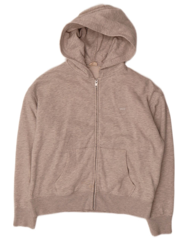 Levi's Womens Oversized Zip Hoodie Sweater UK 6 XS Grey Cotton