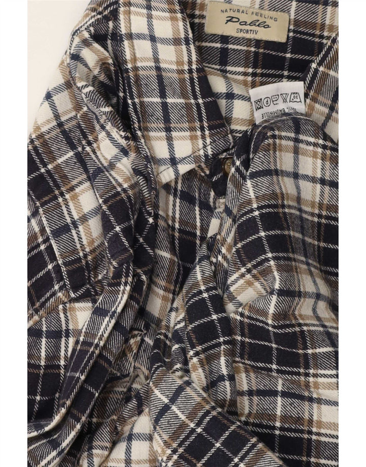 Vintage Mens Flannel Shirt XL Navy Blue Check Cotton