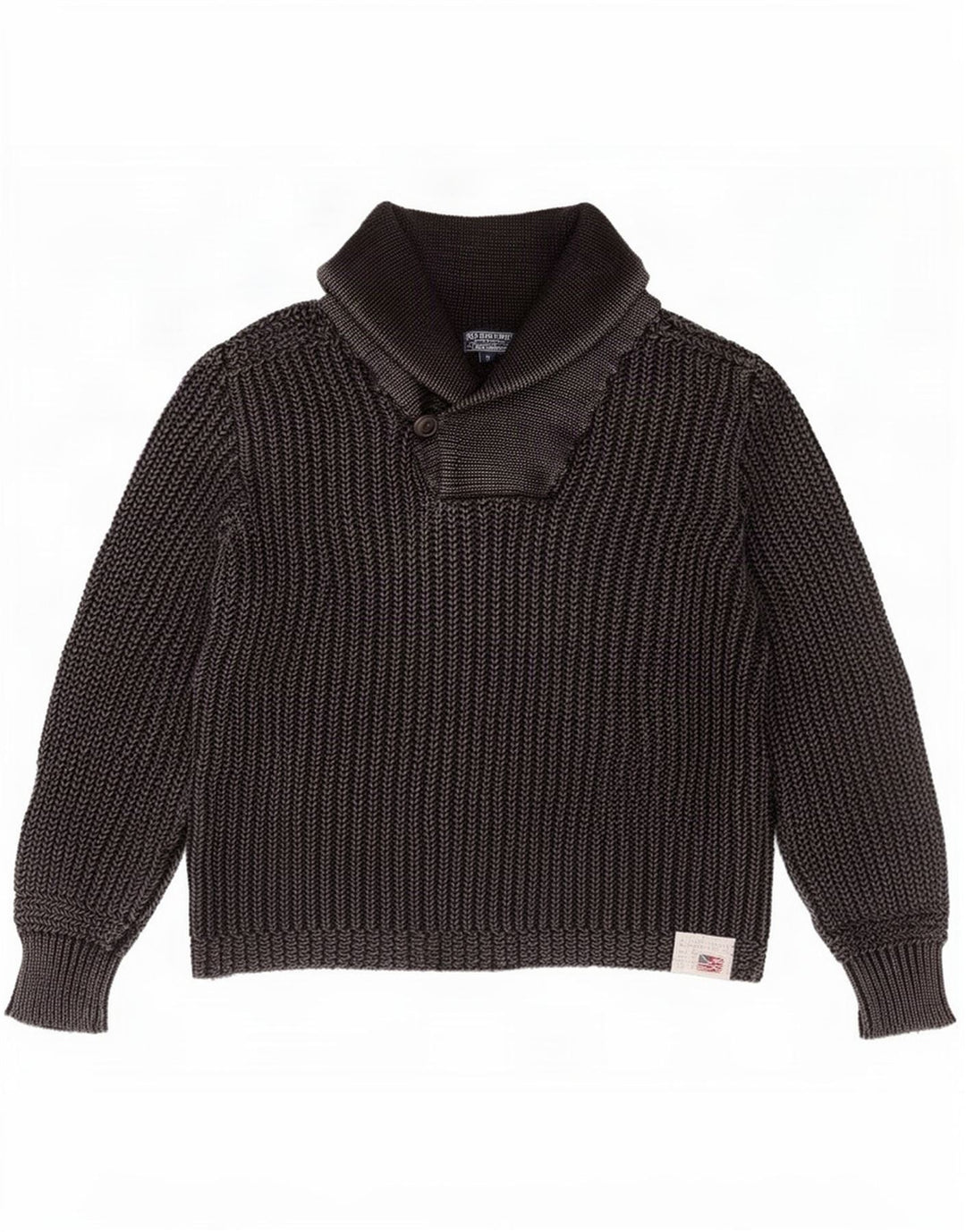 Ralph Lauren Mens Shawl Neck Jumper Sweater Medium Grey Cotton