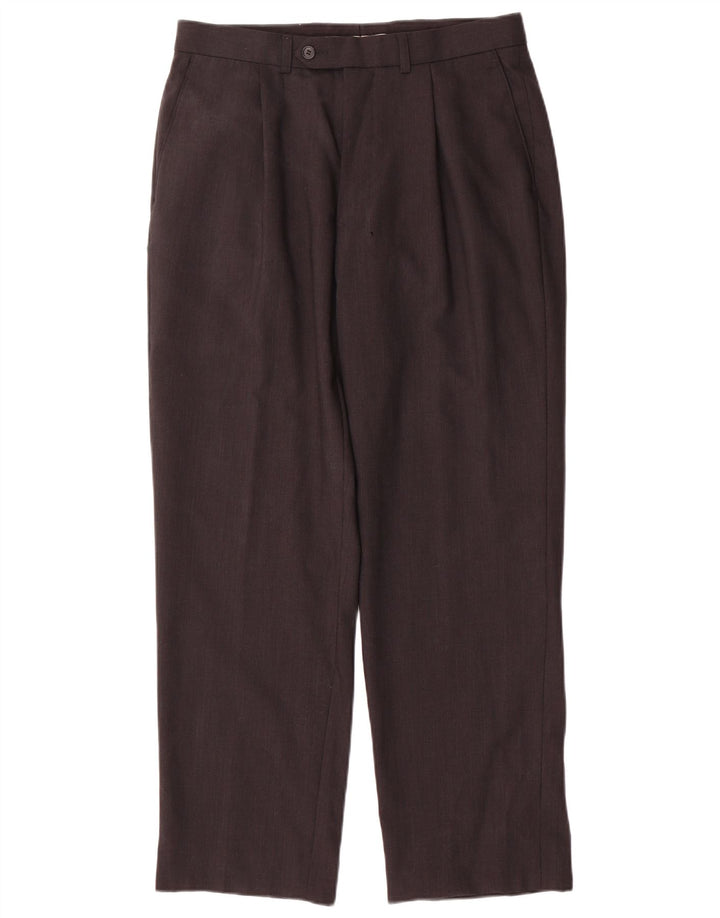 Marks & Spencer Mens Pegged Suit Trousers W32 L29 Brown Wool