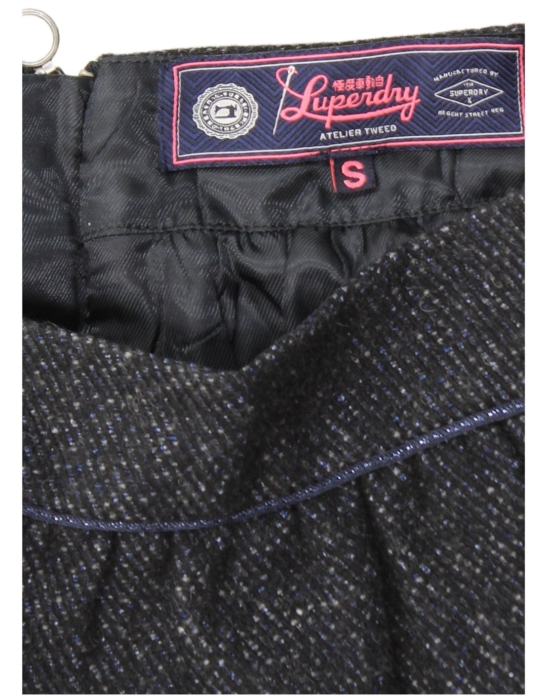 SUPERDRY Womens Mini Skirt Small W27 Grey Flecked Polyester