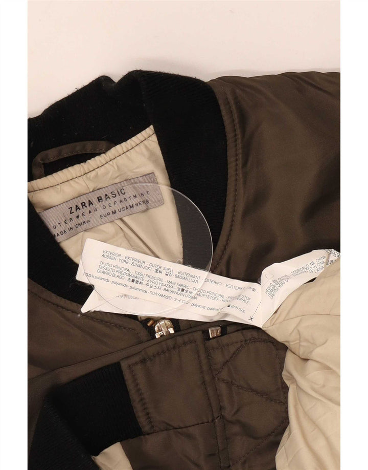 Zara Womens Oversized Bomber Jacket UK 14 Medium Khaki Colourblock