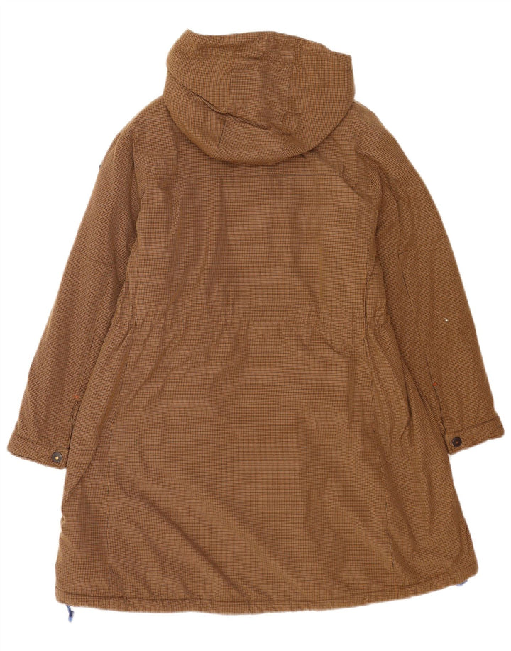 Invicta Womens Hooded Parka Jacket UK 6 XS Brown Houndstooth Polyamide