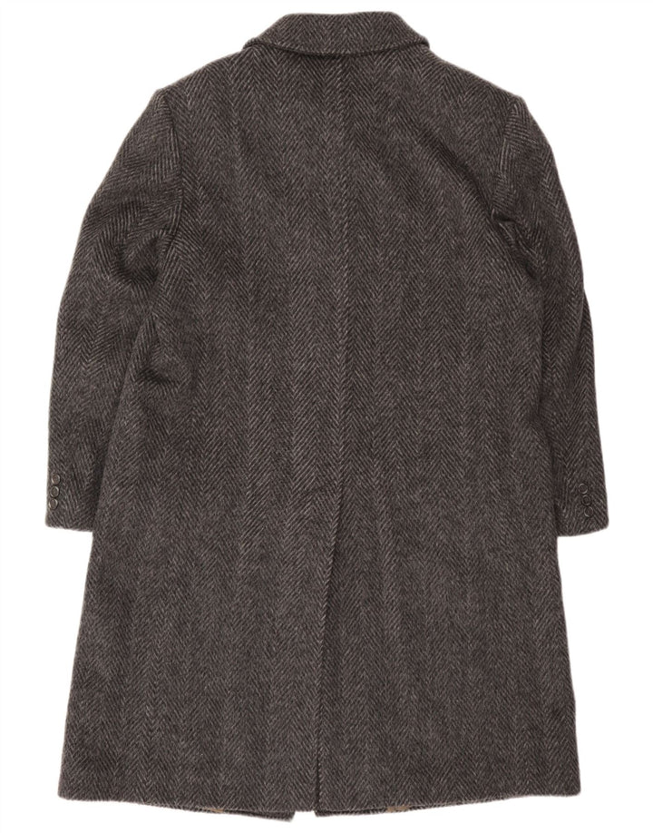 Lebole Mens Overcoat IT 49 Medium Grey Herringbone Wool