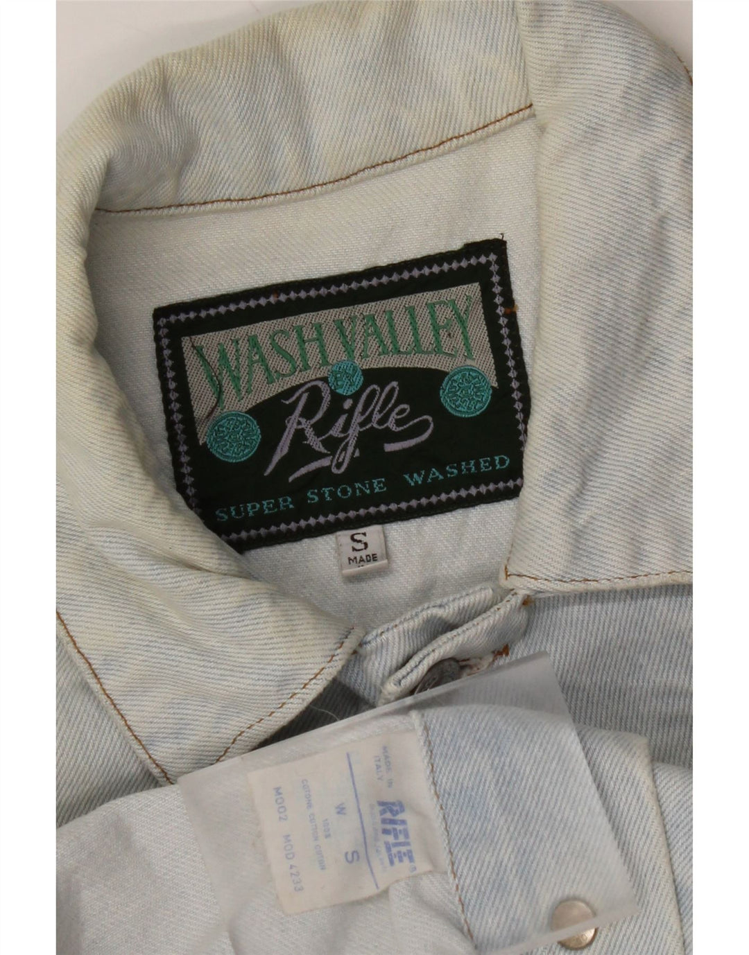 RIFLE Womens Crop Oversized Denim Jacket UK 10 Small Blue Cotton