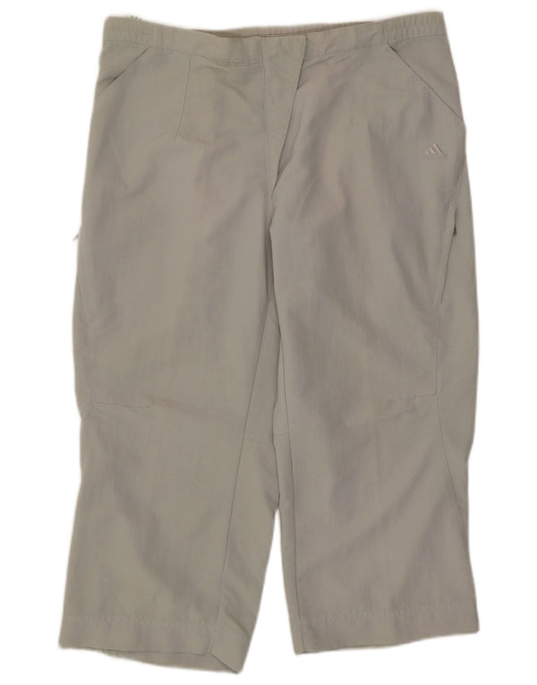 ADIDAS Womens Capri Tracksuit Trousers UK 14 Medium Green Polyamide Sports