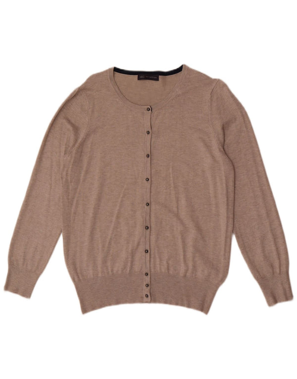 Marks & Spencer Womens Cardigan Sweater UK 16 Large Beige Viscose