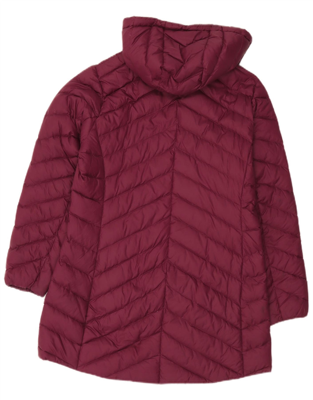Marks & Spencer Womens Hooded Padded Coat UK 12 Medium Burgundy Polyamide
