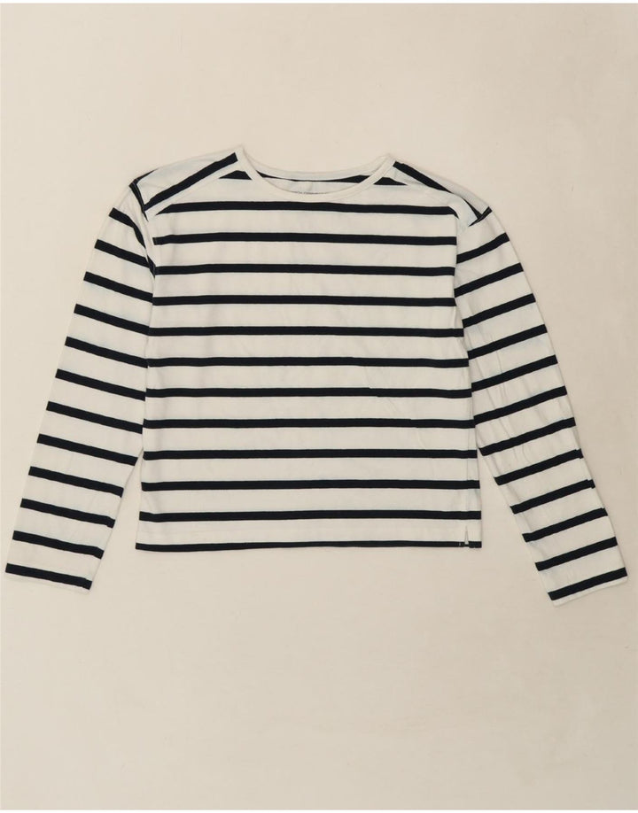 FRENCH CONNECTION Womens Top Long Sleeve UK 10 Small White Striped Vintage French Connection and Second-Hand French Connection from Messina Hembry 