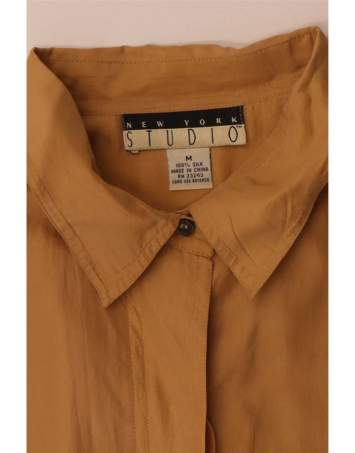 New York Studio Womens Short Sleeve Shirt Blouse UK 14 Medium Brown