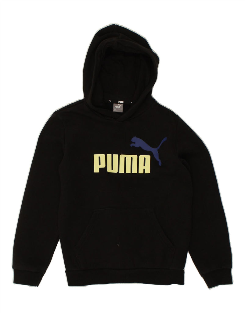 PUMA Boys Graphic Hoodie Jumper 11-12 Years Black Cotton | Vintage Puma | Thrift | Second-Hand Puma | Used Clothing | Messina Hembry 