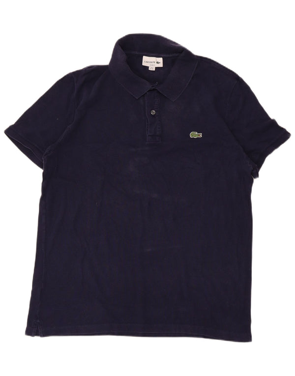 LACOSTE Mens Slim Fit Polo Shirt Size 6 XL Navy Blue Cotton