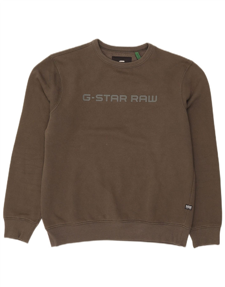 G-Star Mens Graphic Sweatshirt Jumper Medium Khaki Cotton