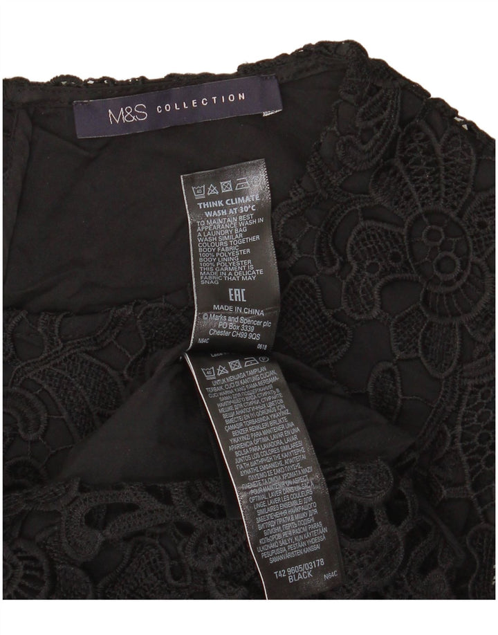 Marks & Spencer Womens Lace Sheath Dress UK 8 Small Black Floral Polyester