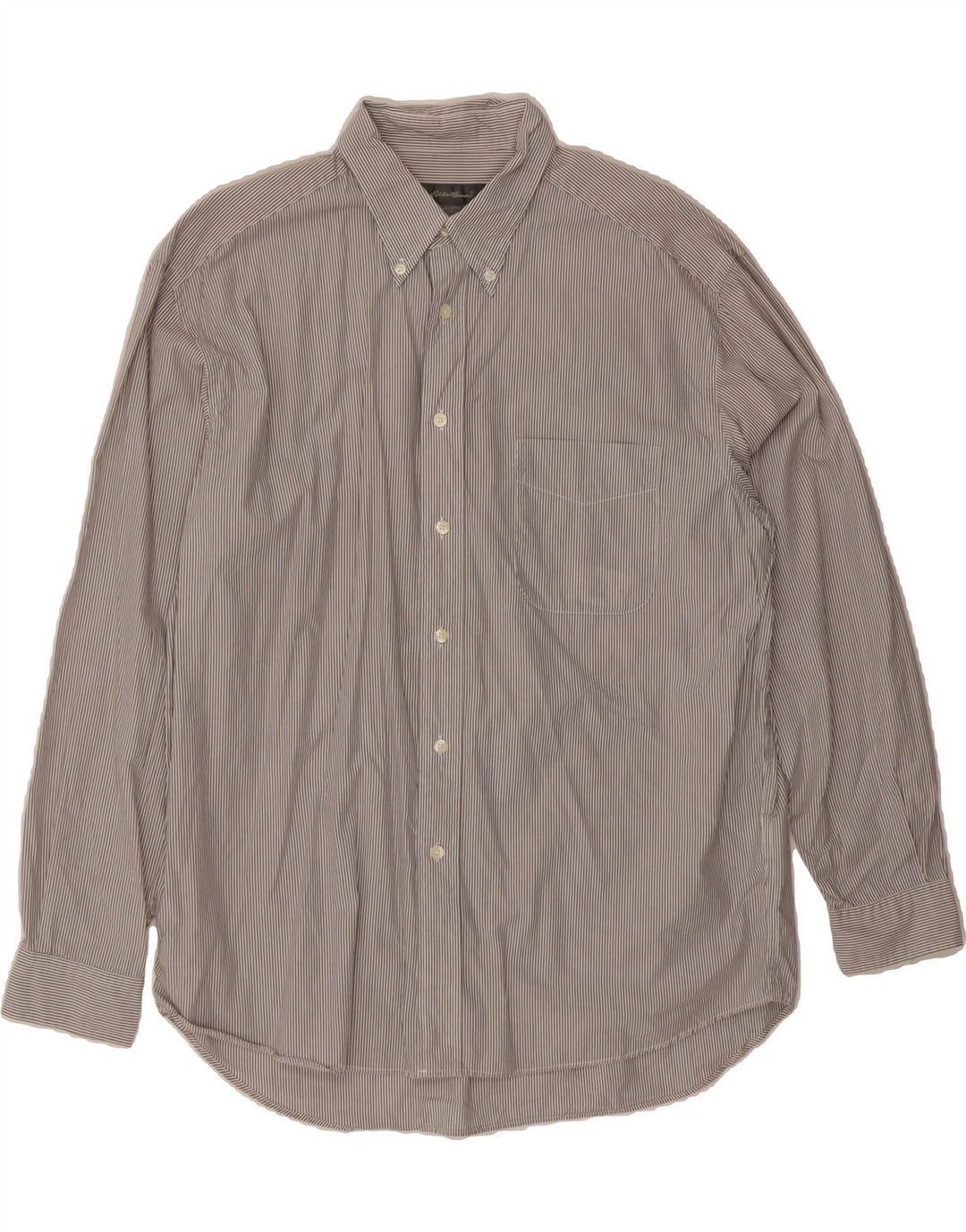 EDDIE BAUER Mens Shirt Large Brown Striped Cotton Vintage Eddie Bauer and Second-Hand Eddie Bauer from Messina Hembry 