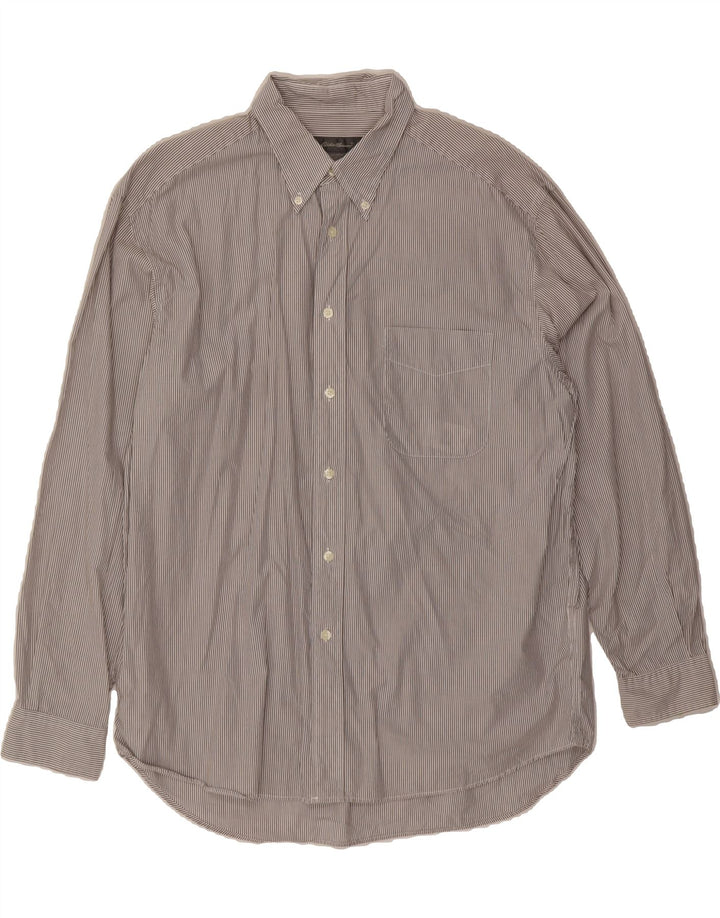 EDDIE BAUER Mens Shirt Large Brown Striped Cotton Vintage Eddie Bauer and Second-Hand Eddie Bauer from Messina Hembry 