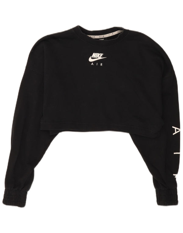 Nike Womens Oversized Crop Graphic Sweatshirt Jumper UK 10 Small Black