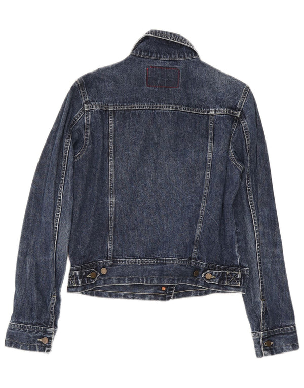 Stefanel Womens Crop Denim Jacket UK 12 Medium Navy Blue