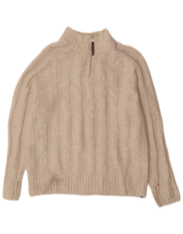 Marks & Spencer Mens Zip Neck Jumper Sweater Medium Off White Acrylic