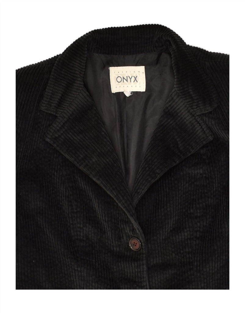 ONYX Womens Corduroy 2 Button Blazer Jacket UK 12 Medium Black | Vintage Onyx | Thrift | Second-Hand Onyx | Used Clothing | Messina Hembry 