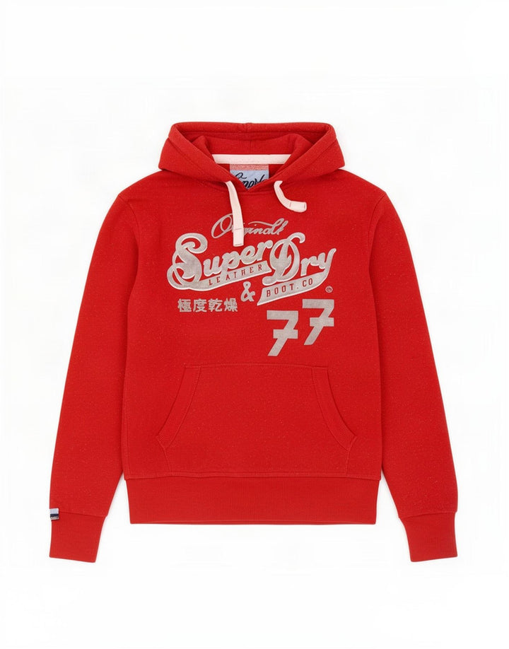 Superdry Mens Graphic Hoodie Jumper Medium Red Cotton