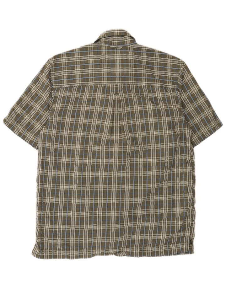 EDDIE BAUER Mens Short Sleeve Shirt Small Grey Check Cotton