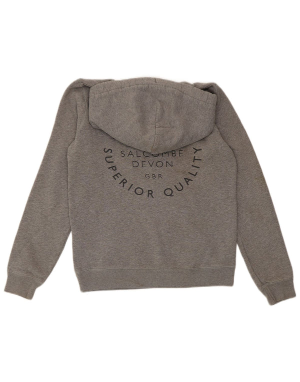 Jack Wills Womens Graphic Hoodie Jumper UK 6 XS Grey Flecked Cotton