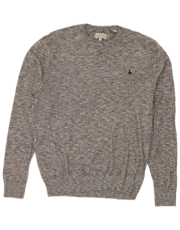 Jack Wills Mens Crew Neck Jumper Sweater Large Grey Flecked Cotton