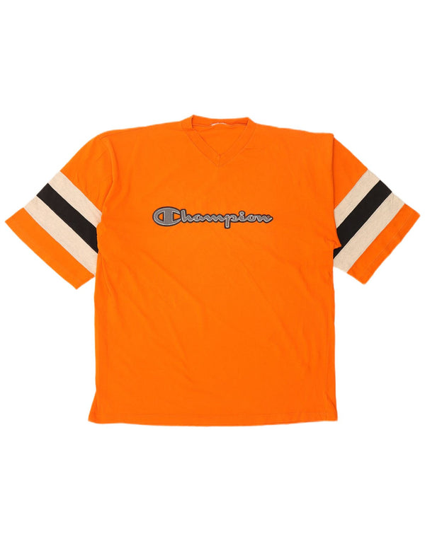 Champion Mens Graphic T-Shirt Top XL Orange Colourblock