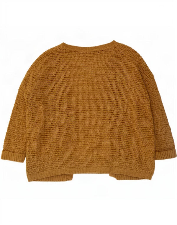 Topshop Womens Oversized 3/4 Sleeve Open Cardigan Sweater UK 6 XS Brown