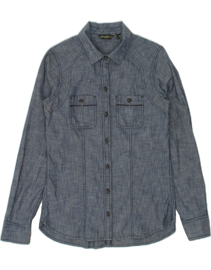 EDDIE BAUER Womens Shirt UK 6 XS Navy Blue Cotton Vintage Eddie Bauer and Second-Hand Eddie Bauer from Messina Hembry 