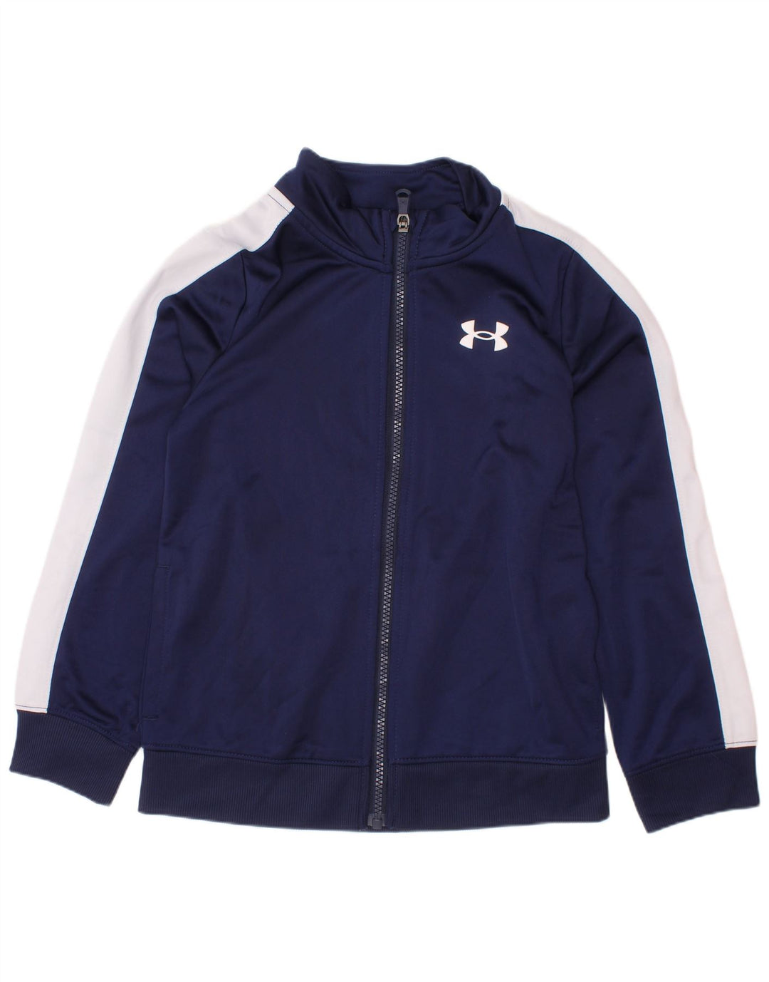 UNDER ARMOUR Boys Tracksuit Top Jacket 6-7 Years Navy Blue Colourblock