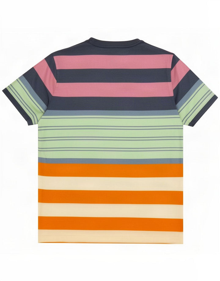 Penguin Mens T-Shirt Top Medium Multicoloured Striped Cotton