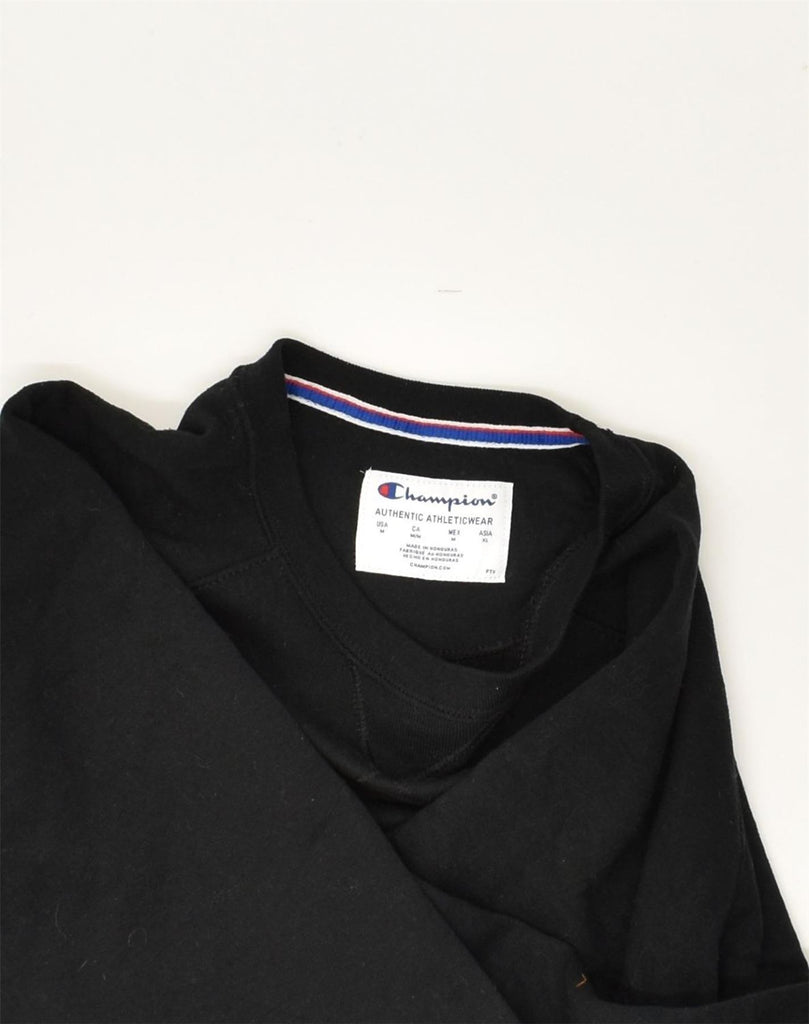 CHAMPION Womens Graphic Sweatshirt Jumper UK 14 Medium Black Cotton | Vintage Champion | Thrift | Second-Hand Champion | Used Clothing | Messina Hembry 