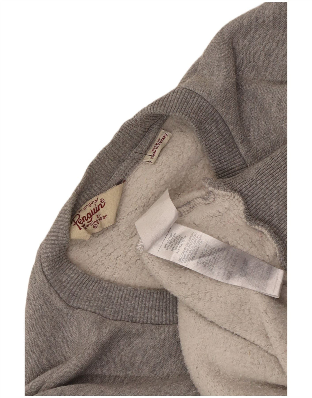 Penguin Mens Graphic Sweatshirt Jumper Small Grey Cotton