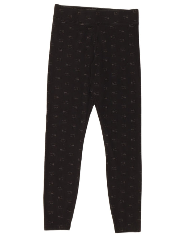 Nike Womens Graphic Leggings UK 12 Medium  Black Cotton