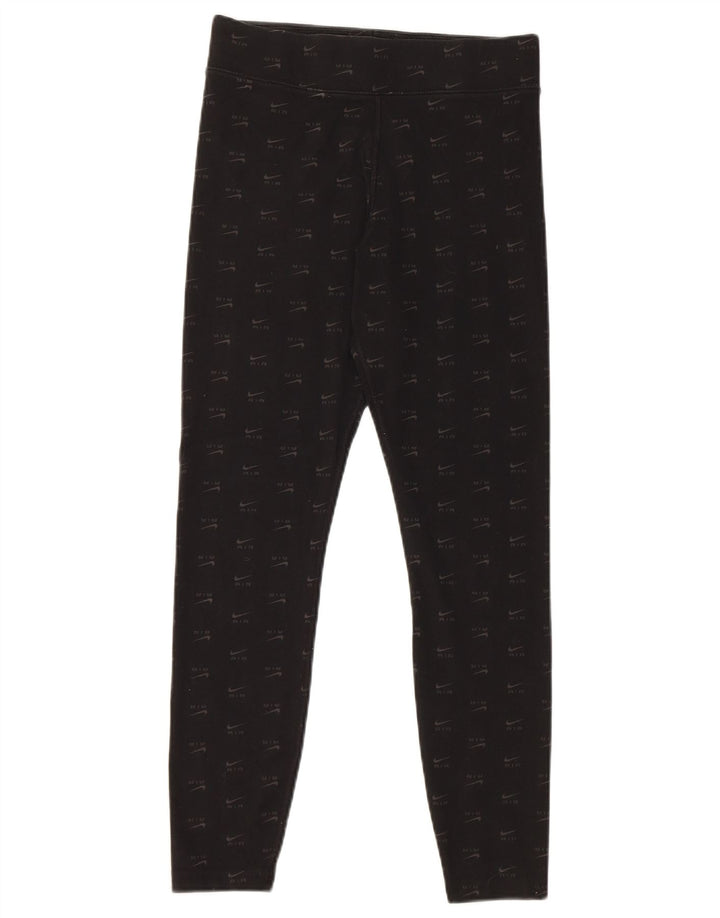 Nike Womens Graphic Leggings UK 12 Medium  Black Cotton