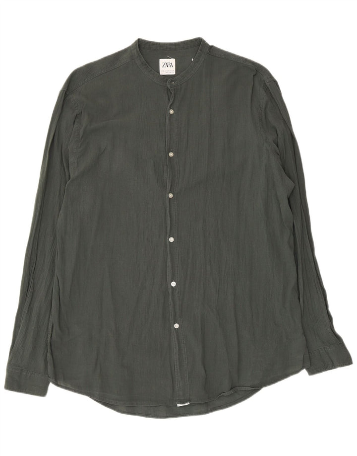 Zara Mens Shirt XL Khaki Cotton