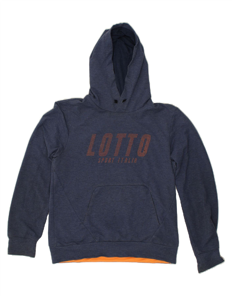 LOTTO Mens Graphic Hoodie Jumper Large Navy Blue Polyester | Vintage Lotto | Thrift | Second-Hand Lotto | Used Clothing | Messina Hembry 