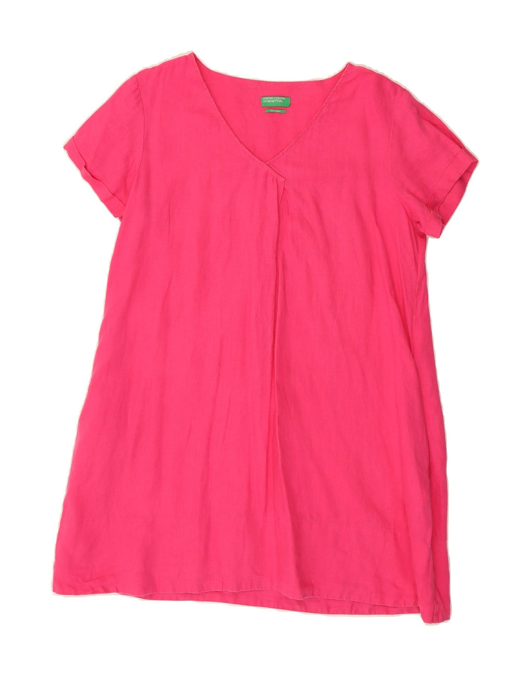 BENETTON Womens Oversized A-Line Dress UK 10 Small Pink Linen Vintage Benetton and Second-Hand Benetton from Messina Hembry 