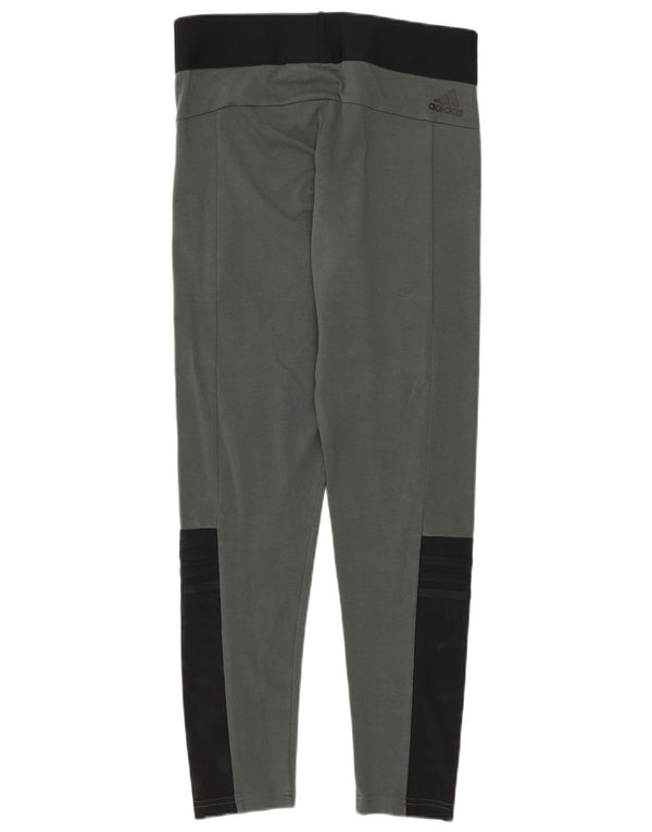 Adidas Womens Leggings UK 12/14 Medium Grey Colourblock Cotton