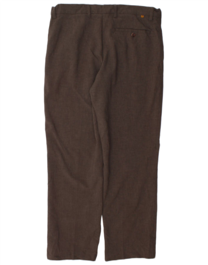 Farah Mens Straight Chino Trousers W34 L29 Brown Polyester