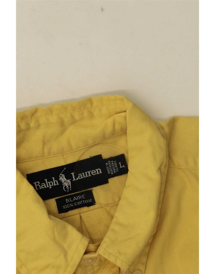 Ralph Lauren Mens Short Sleeve Shirt Large Yellow Cotton